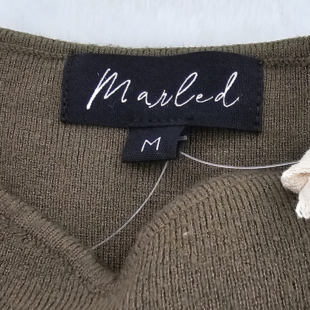 Marled Olive Green Knit Cropped Sweetheart Neckline Tank Top Womens Size Medium - Picture 3 of 9